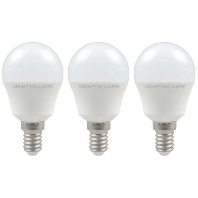 Crompton Lamps LED Golfball 4.9W E14 Cool White Opal (40W Eqv) (3 Pack)
