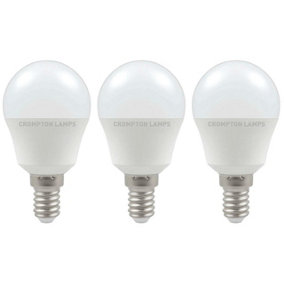 Crompton Lamps LED Golfball 4.9W E14 Cool White Opal (40W Eqv) (3 Pack)