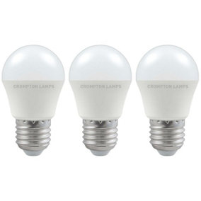 Crompton Lamps LED Golfball 4.9W E27 Cool White Opal (40W Eqv) (3 Pack)