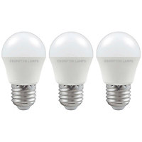 Crompton Lamps LED Golfball 4.9W E27 Warm White Opal (40W Eqv) (3 Pack)