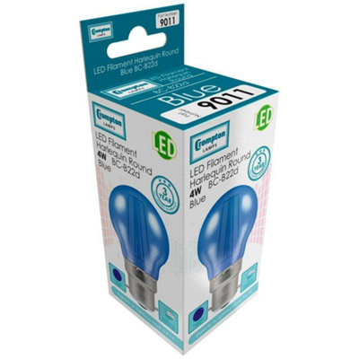 Crompton Lamps LED Golfball 4W B22 Harlequin IP65 Blue Translucent (3 Pack)