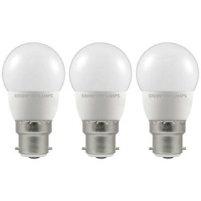 Crompton Lamps LED Golfball 5.5W B22 Cool White Opal (40W Eqv) (3 Pack)