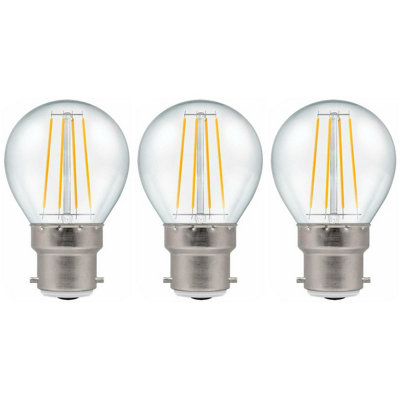 Crompton Lamps LED Golfball 5W B22 Dimmable Filament Warm White Clear (40W Eqv) (3 Pack)