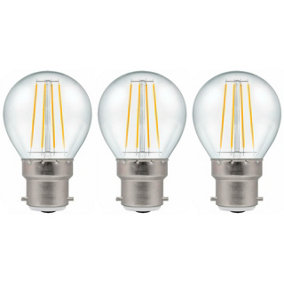 Crompton Lamps LED Golfball 5W B22 Dimmable Filament Warm White Clear (40W Eqv) (3 Pack)