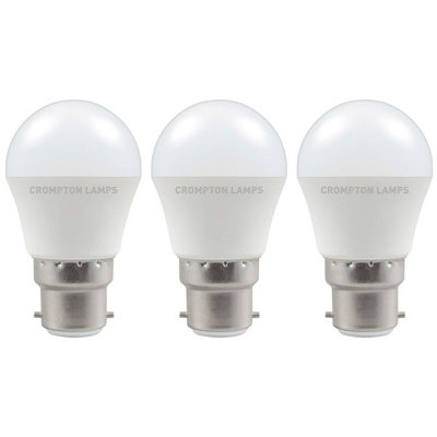 Crompton Lamps LED Golfball 5W B22 Dimmable Warm White Opal (40W Eqv) (3 Pack)