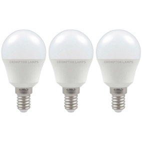 Crompton Lamps LED Golfball 5W E14 Dimmable Cool White Opal (40W Eqv) (3 Pack)
