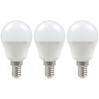 Crompton Lamps LED Golfball 5W E14 Dimmable Daylight Opal (40W Eqv) (3 Pack)