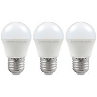 Crompton Lamps LED Golfball 5W E27 Dimmable Cool White Opal (40W Eqv) (3 Pack)