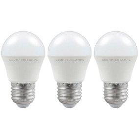 Crompton Lamps LED Golfball 5W E27 Dimmable Cool White Opal (40W Eqv) (3 Pack)