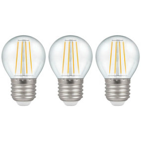 Crompton Lamps LED Golfball 5W E27 Dimmable Filament Warm White Clear (40W Eqv) (3 Pack)