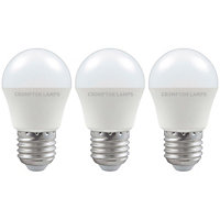 Crompton Lamps LED Golfball 5W E27 Dimmable Warm White Opal (3 Pack)