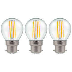 Crompton Lamps LED Golfball 6.5W B22 Filament Warm White Clear (60W Eqv) (3 Pack)