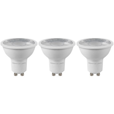 Crompton Lamps LED GU10 Spotlight 5W Dimmable Thermal Plastic 2700K Warm White Clear (50W Eqv) (3 Pack)