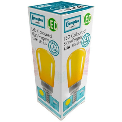 Crompton Lamps LED Pygmy 1.3W E14 Coloured IP65 Yellow (3 Pack)