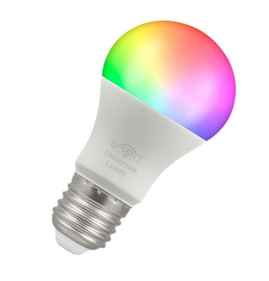 Crompton Lamps LED Smart Wifi GLS 8.5W E27 Dimmable Warm White + RGB Opal