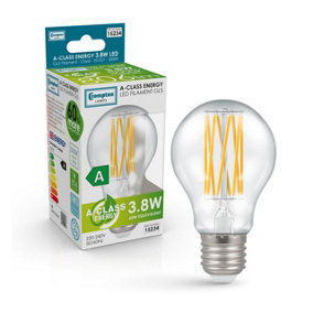 Crompton Lamps Ultra-Efficient LED GLS 3.8W E27 A-Class Warm White Clear (60W Eqv)