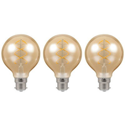 Crompton LED G80 Globe 4.9W B22 Dimmable Spiral Filament Extra Warm White Antique Bronze (25W Eqv) (3 Pack)