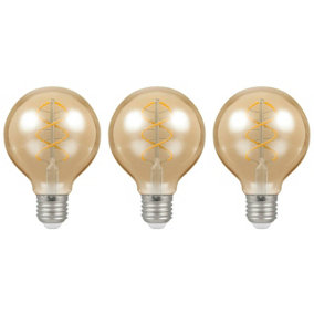 Crompton LED G80 Globe 4.9W E27 Dimmable Spiral Filament Extra Warm White Antique Bronze (25W Eqv) (3 Pack)