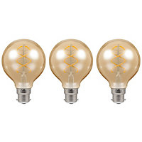 Crompton LED G80 Globe 6W B22 Dimmable Spiral Filament Extra Warm White Antique Bronze (25W Eqv) (3 Pack)