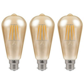 Crompton LED Squirrel Cage ST64 5W B22 Dimmable Filament Extra Warm White Antique Bronze (40W Eqv) (3 Pack)