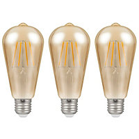 Crompton LED Squirrel Cage ST64 5W E27 Dimmable Filament Extra Warm White Antique Bronze (40W Eqv) (3 Pack)