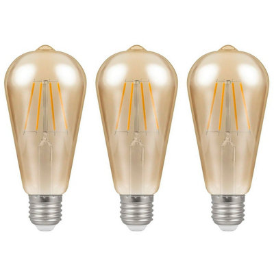 Crompton LED Squirrel Cage ST64 5W E27 Dimmable Filament Extra Warm White Antique Bronze (40W Eqv) (3 Pack)