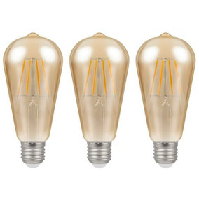 Crompton LED Squirrel Cage ST64 5W E27 Dimmable Filament Extra Warm White Antique Bronze (40W Eqv) (3 Pack)