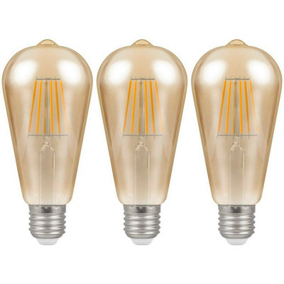 Crompton LED Squirrel Cage ST64 7.5W E27 Dim Filament Extra Warm White Antique Bronze (50W Eqv) (3 Pack)