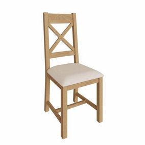 Cross Back Chair - Oak/Fabric - L44.5 x W52 x H105 cm - Medium Oak