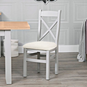 Cross Back Dining Chair with Fabric Seat - L43 x W50 x H97 cm - Grey