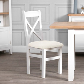 Cross Back Dining Chair with Fabric Seat - L43 x W50 x H97 cm - White