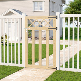 Cross Top Wooden Garden Gate Elegant & Durable Entryway for Yards & Patios 76cm W x 120cm H