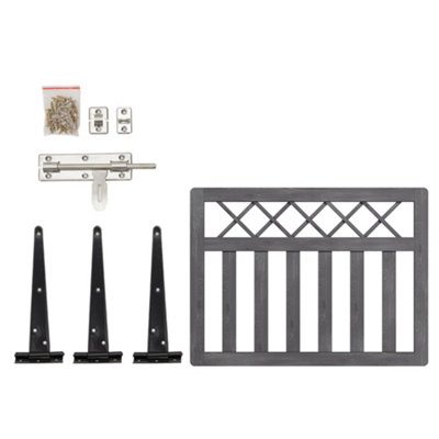 Cross Top Wooden Garden Gate Weather Resistant Outdoor Fence, 120cm x 90cm