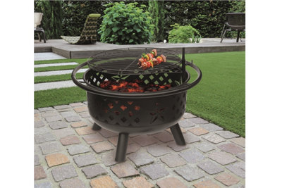 Crossfire 2 in 1 Firepit BBQ Grill with Poker - 4