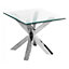 Crossley Square Glass Lamp Table With Stainless Steel Legs