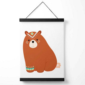 Crouching Bear Tribal Animal Medium Poster with Black Hanger