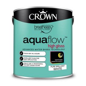 Crown Aquaflow Quick Dry Gloss Brillant White - 2.5L
