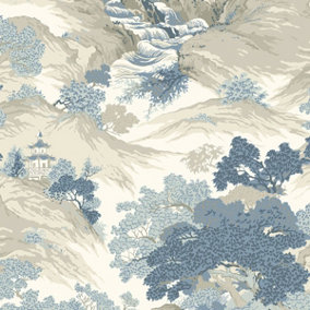 Crown Archives Oriental Landscape Wallpaper China Blue M1190