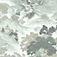 Crown Archives Oriental Landscape Wallpaper Eau De Nil Teal M1191