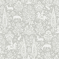 Crown Archives Woodland Wallpaper Grey M1168