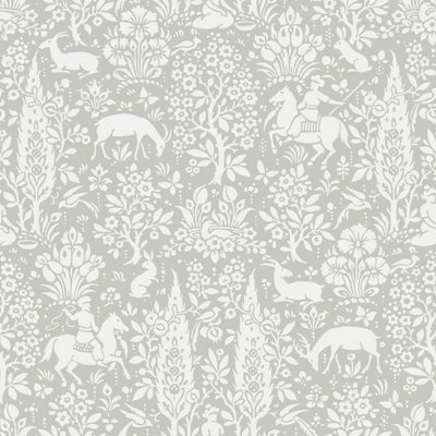 Crown Archives Woodland Wallpaper Grey M1168