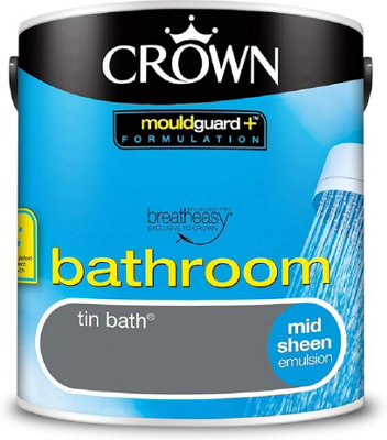 Crown Breatheasy Bathroom Tin Bathroom Mid Sheen Grey Bathroom Paint 2.5L