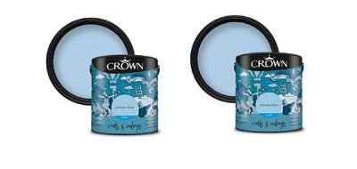 Crown Breatheasy Matt Emulsion Paint For Walls & Ceilings Powder Blue 2.5L Pack of 2