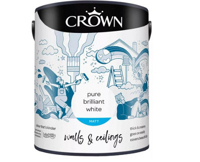 Crown Breatheasy Matt Emulsion Paint For Walls & Ceilings Pure Brilliant White 2.5L