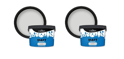 Crown Breatheasy Matt Emulsion Paint Soft Grey 10L Pack of 2