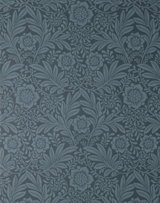 Crown Camille Damask Navy Wallpaper M1745