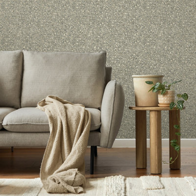 Crown Carbon Mineral Warm Grey Wallpaper M1755