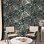 Crown Carbon Onyx Navy Blue & Bronze Marble Stone Wallpaper M1748