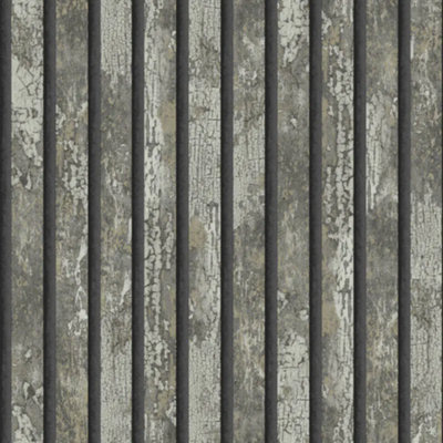 Crown Carbon Oxidize Grey Wall Panel Stripe Metallic Wallpaper M1751