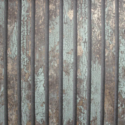 Crown Carbon Oxidize Teal & Copper Wall Panel Stripe Metallic Wallpaper M1750